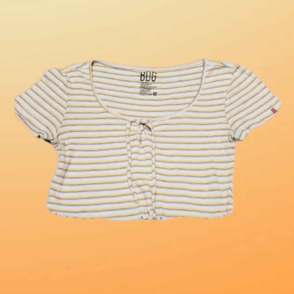 Urban Outfitters BDG Cropped Short Sleeve Striped Top - Picture 4 of 4